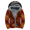 Gold Chinese Dragon Pattern Print Sherpa Lined Zip Up Hoodie