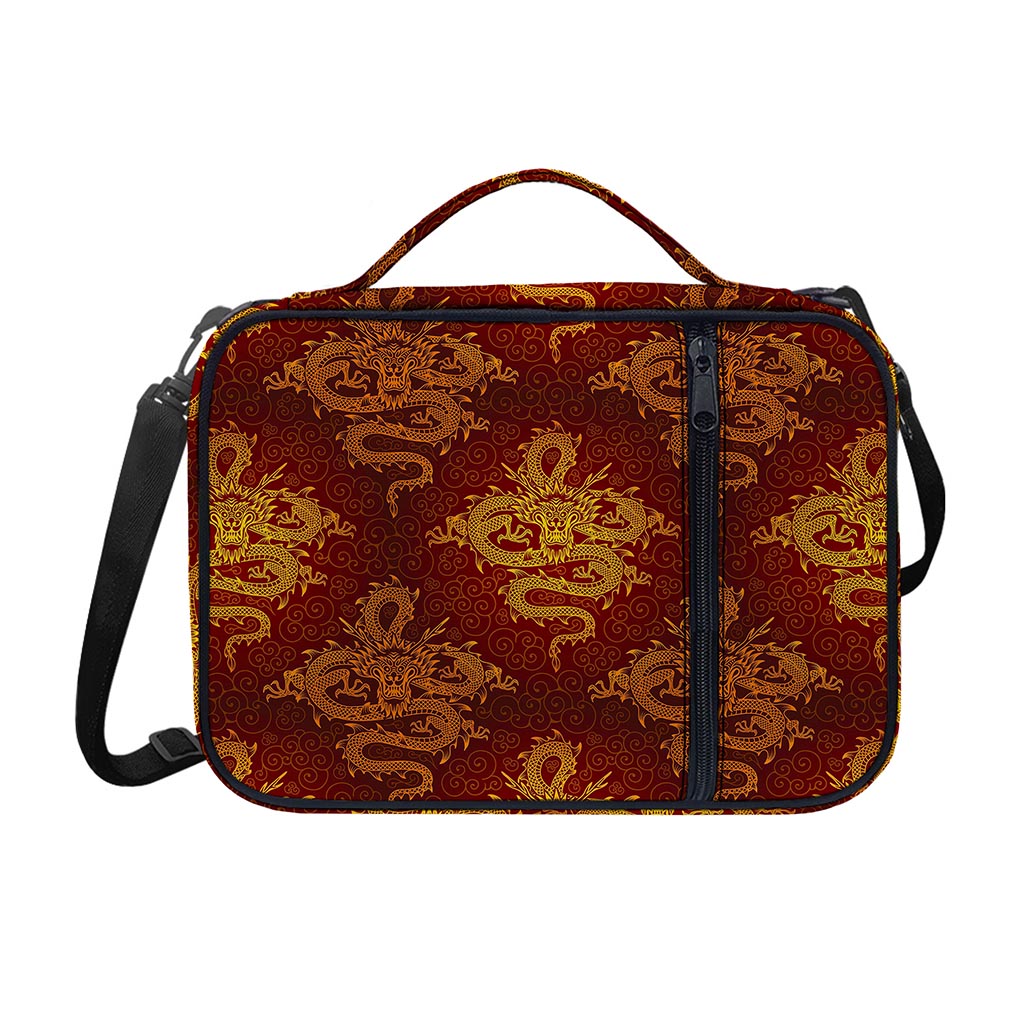 Gold Chinese Dragon Pattern Print Shoulder Strap Bible Bag