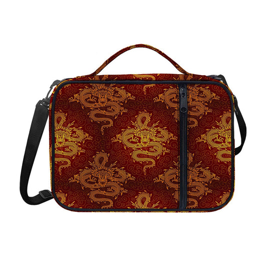 Gold Chinese Dragon Pattern Print Shoulder Strap Bible Bag