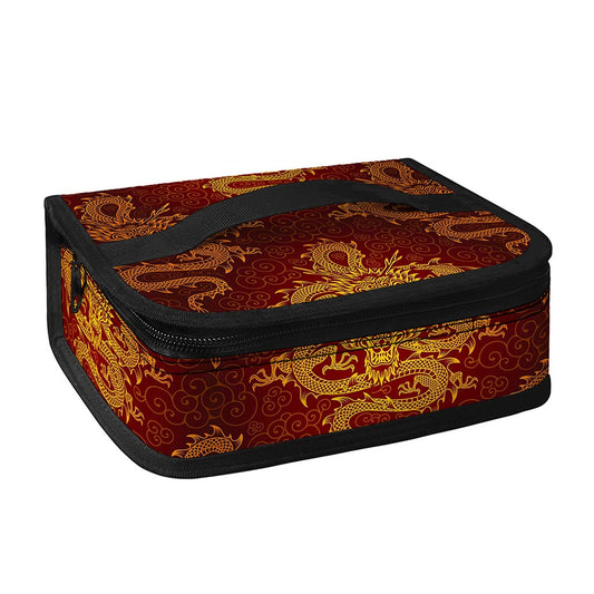 Gold Chinese Dragon Pattern Print Small Lunch Bag