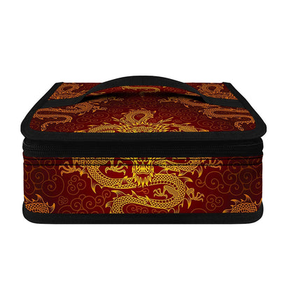 Gold Chinese Dragon Pattern Print Small Lunch Bag