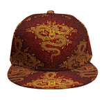Gold Chinese Dragon Pattern Print Snapback Cap