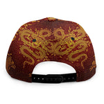 Gold Chinese Dragon Pattern Print Snapback Cap