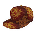 Gold Chinese Dragon Pattern Print Snapback Cap