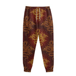 Gold Chinese Dragon Pattern Print Sweatpants