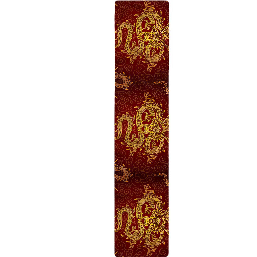 Gold Chinese Dragon Pattern Print Table Runner