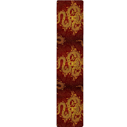 Gold Chinese Dragon Pattern Print Table Runner