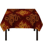 Gold Chinese Dragon Pattern Print Tablecloth