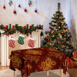 Gold Chinese Dragon Pattern Print Tablecloth