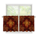 Gold Chinese Dragon Pattern Print Tier Curtains
