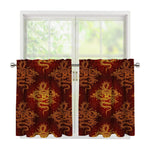 Gold Chinese Dragon Pattern Print Tier Curtains