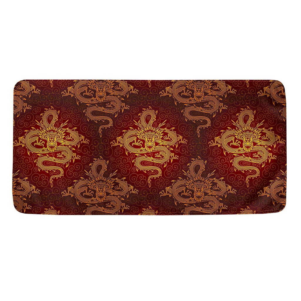 Gold Chinese Dragon Pattern Print Towel