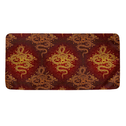 Gold Chinese Dragon Pattern Print Towel