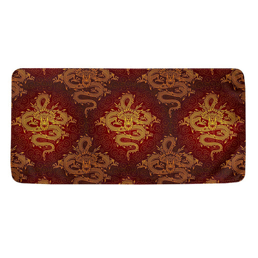 Gold Chinese Dragon Pattern Print Towel