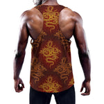Gold Chinese Dragon Pattern Print Training Tank Top