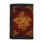 Gold Chinese Dragon Pattern Print Trifold Wallet