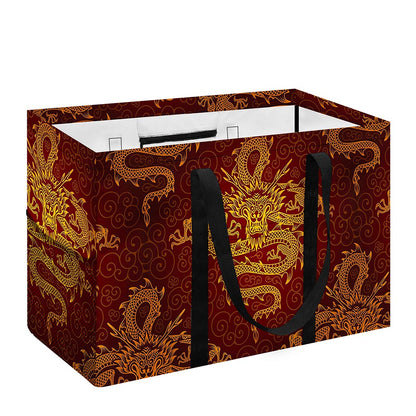 Gold Chinese Dragon Pattern Print Utility Tote Bag