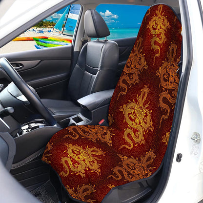 Gold Chinese Dragon Pattern Print Waterproof Car Seat Cover