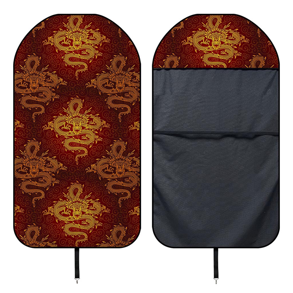 Gold Chinese Dragon Pattern Print Waterproof Car Seat Cover