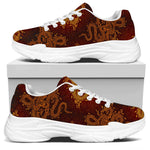 Gold Chinese Dragon Pattern Print White Chunky Shoes