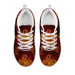 Gold Chinese Dragon Pattern Print White Running Shoes