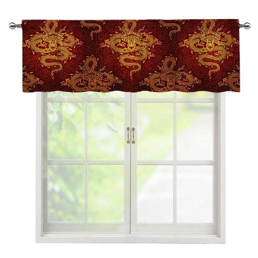 Gold Chinese Dragon Pattern Print Window Valance