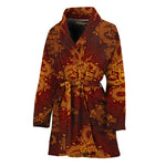 Gold Chinese Dragon Pattern Print Women's Bathrobe