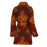 Gold Chinese Dragon Pattern Print Women's Bathrobe