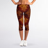 Gold Chinese Dragon Pattern Print Women's Capri Leggings