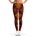 Gold Chinese Dragon Pattern Print Women's Leggings