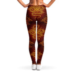 Gold Chinese Dragon Pattern Print Women's Leggings