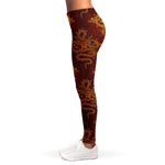 Gold Chinese Dragon Pattern Print Women's Leggings