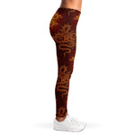 Gold Chinese Dragon Pattern Print Women's Leggings