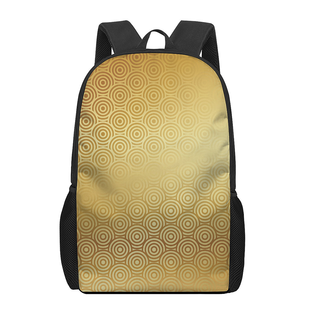 Gold Chinese Pattern Print 17 Inch Backpack