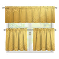Gold Chinese Pattern Print 3 Piece Kitchen Curtains
