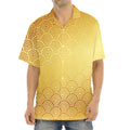 Gold Chinese Pattern Print Aloha Shirt