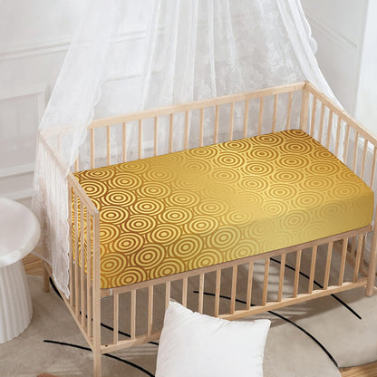 Gold Chinese Pattern Print Baby Crib Sheet