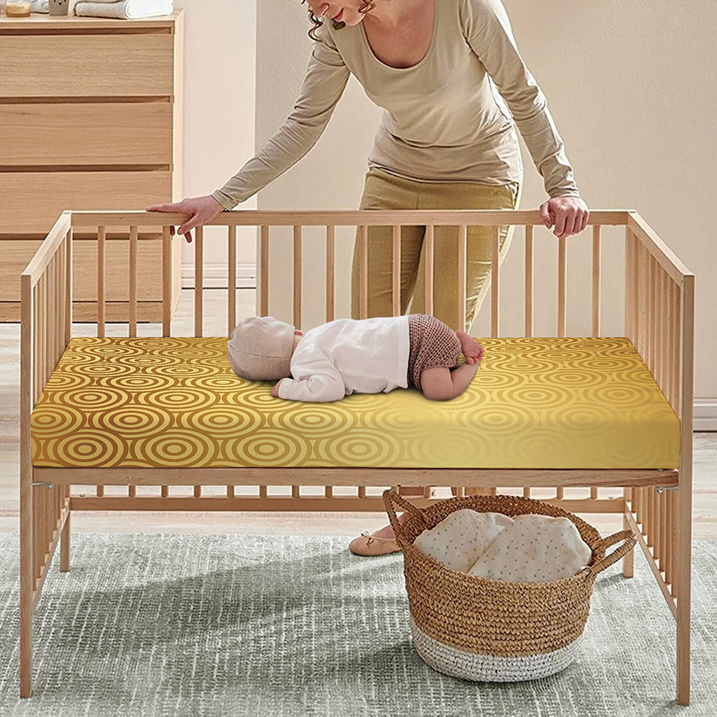 Gold Chinese Pattern Print Baby Crib Sheet