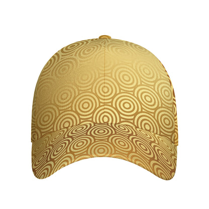 Gold Chinese Pattern Print Baseball Cap