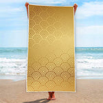 Gold Chinese Pattern Print Beach Towel