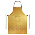 Gold Chinese Pattern Print Bib Apron With Pocket