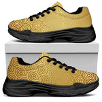 Gold Chinese Pattern Print Black Chunky Shoes