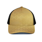 Gold Chinese Pattern Print Black Mesh Trucker Cap