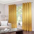 Gold Chinese Pattern Print Dimout Grommet Curtains