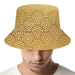 Gold Chinese Pattern Print Bucket Hat