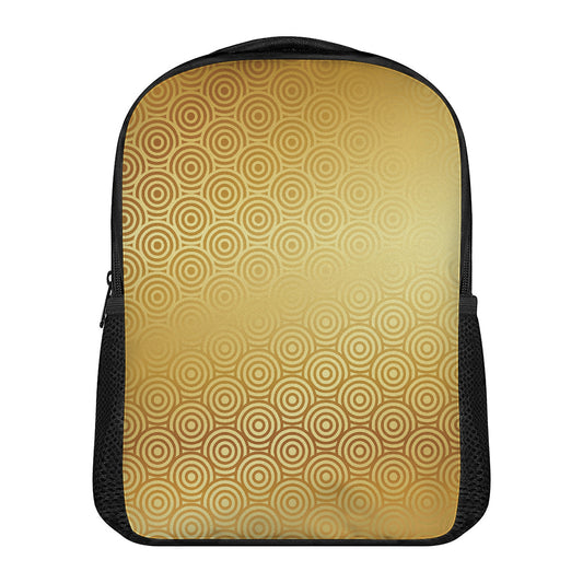 Gold Chinese Pattern Print Casual Backpack