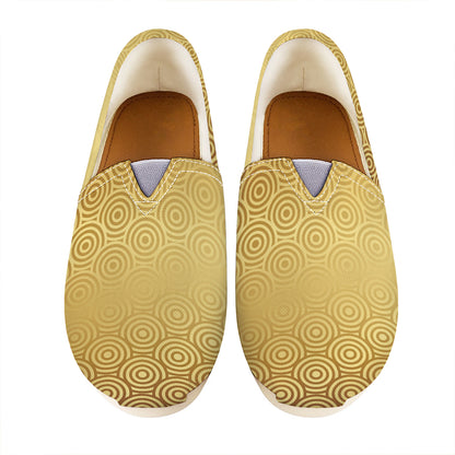 Gold Chinese Pattern Print Casual Shoes