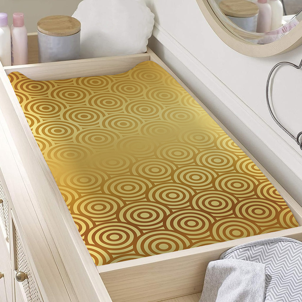 Gold Chinese Pattern Print Changing Pad Cover