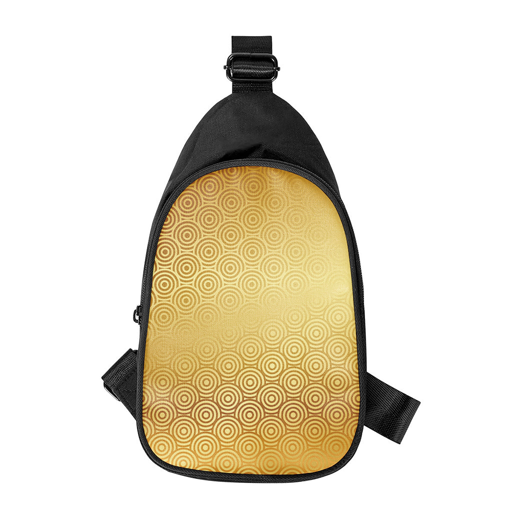 Gold Chinese Pattern Print Chest Bag