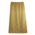 Gold Chinese Pattern Print Cotton Front Slit Maxi Skirt